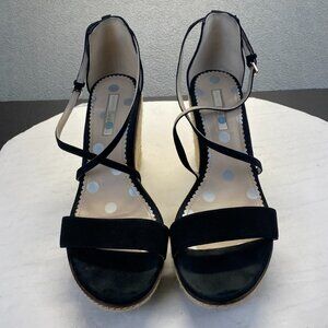 Boden‎ Women's Platform Espadrille Wedge Sandals  Black Size 41,Preppy